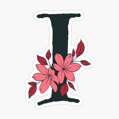 Get my art printed on awesome products. Support me at Redbubble #RBandME: https://www.redbubble.com/i/sticker/Pink-floral-I-monogram-by-anitastrifler/121010494.EJUG5?asc=u I Monogram, Farm Cartoon, The Letter I, Monogram Stickers, Floral Initial, Flower Letters, Letter Design, Floral Stickers, Floral Letters