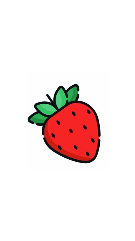 Small Strawberry Drawing, Cartoon Strawberry Tattoo, Cute Drawings Strawberry, Strawberry Doodle Aesthetic, Red Drawings Simple, Strawberry Cute Drawing, Cute Fruits Drawings, Strawberry Drawing Cute, How To Draw A Strawberry