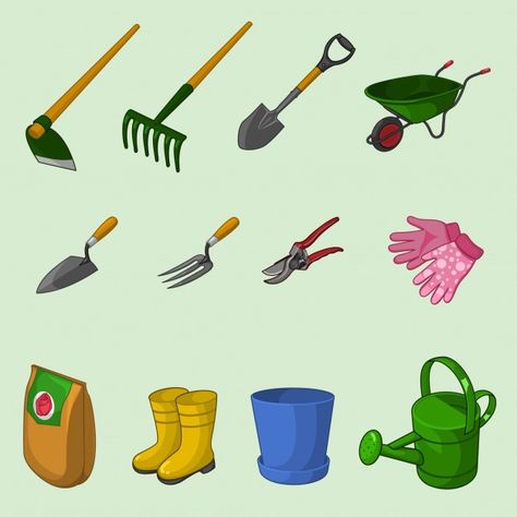 Gardening tool collection Premium Vector | Premium Vector #Freepik #vector #nature #farm #garden #tools Luxury Houses Interior, Onion Garden, Modern Home Decor Living Room, Farm Cartoon, Plants Worksheets, Garden Tools Diy, Houses Interior, Living Room Luxury, Tool Storage Diy