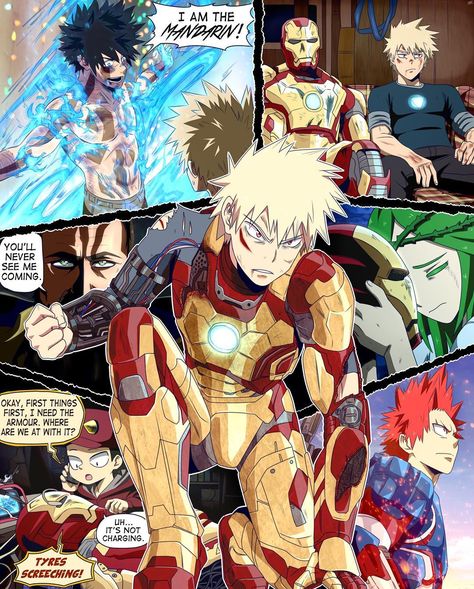 Gasper F. on Instagram: “Iron Man 3, Katsuki Bakugou - [MHA Characters and themes belong to Kohei Horikoshi, MCU Characters, themes, story and plot belong to…” My Hero Academia Crossover, Bnha Comic, Marvel Academy, Mha Funny, Mcu Characters, Mha Characters, Fandom Crossover, My Hero Academia Memes, Buko No Hero Academia