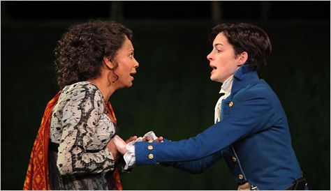 HOLY CATS HOW DID I NOT KNOW THAT THIS EXISTED? Audra McDonald as Olivia and Anne Hathaway as Viola in Twelfth NIght. PERFECT:) Twelfth Night Anne Hathaway, Mary Shelly, Audra Mcdonald, Stage Management, Bride Wars, Ella Enchanted, Artsy Ideas, Twelfth Night, Princess Diaries