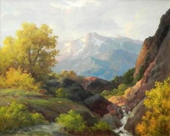 Robert Wood Topanga Canyon - Southwest Gallery: Not Just Southwest Art. Robert Wood Paintings, Outdoors Artwork, Pastel Landscapes, Landscape Tutorial, Robert Wood, Outdoor Artwork, Topanga Canyon, Lake Art, Soyut Sanat Tabloları