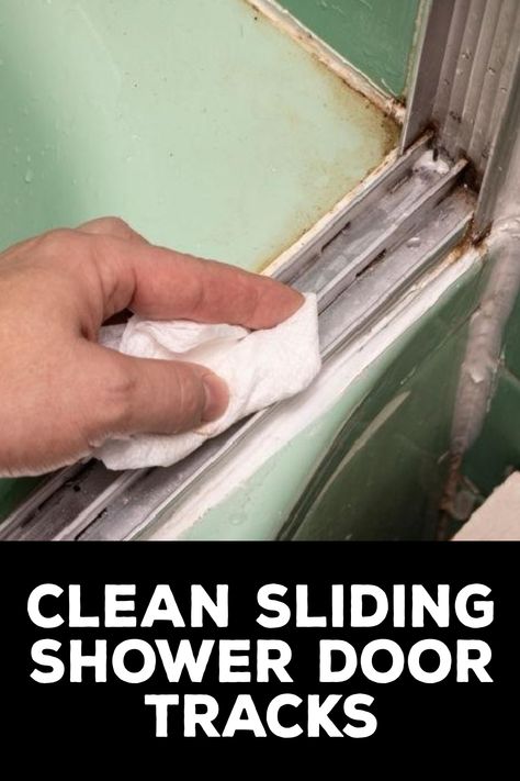 How to Clean Sliding Shower Door Tracks Cleaning Rv Shower Doors, Deep Clean Shower Door, Clean Shower Door Track, Shower Sliding Door Makeover, How To Clean Shower Door Tracks, How To Clean Bathroom Glass Shower Door, Cleaning Shower Door Tracks, How To Clean Shower Glass Doors, Clean Shower Glass Door