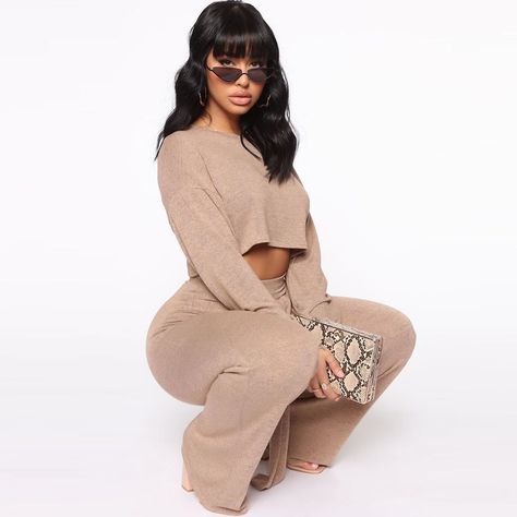 20.4k Likes, 84 Comments - FashionNova.com (@fashionnova) on Instagram: “Nudie 'Fits Rockin' The Street 😍⁠⠀ Search: "Net Nights Pant Set⁠"⁠⠀ Search: "Late Night Life…” Taupe Fashion, Fashion Nova Outfits, Fashion Nova Models, Clothes Women, Fashion Nova Jeans, Long Crop Top, Curve Dresses, Womens Loungewear, Pant Set