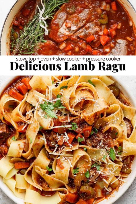 Lamb Ragu Slow Cooker, Lamb In The Slow Cooker, Lamb Ragu Recipe Slow Cooker, Ground Lamb Slow Cooker Recipes, Slow Cooked Lamb Recipes, Lamb Ragout Recipes, Lamb Casserole Recipes Slow Cooker, Diced Lamb Recipes Slow Cooker, Lamb Ragu Pappardelle