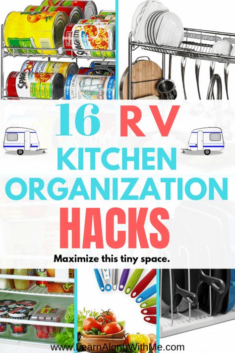 Learn Along with Me - Decor & Organization Ideas, Tips and Tricks Mobile Home Storage Ideas, Rv Dishes, Rv Kitchen Organization, Travel Trailer Organization, Small Space Storage Solutions, Kitchen Organization Ideas, Camper Kitchen, Camper Organization, Rv Organization