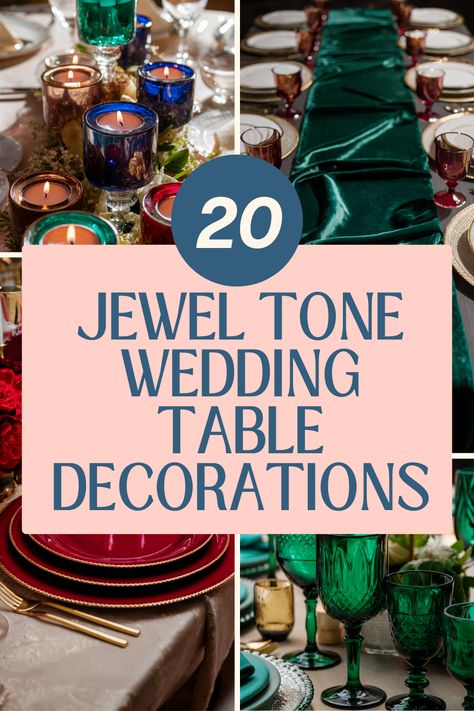 Jewel Tone Wedding Décor: 20 Ideas to Elevate Your Celebration Gemstone Themed Wedding, Jewel Tone Wedding Flowers Centerpieces, Jewel Tone Wedding Theme Table Settings, Wedding Colors Jewel Tones, Jewel Tone Birthday Party, Summer Jewel Tone Wedding, Jewel Tone Color Palette Wedding, Jewel Tone Centerpieces, Jewel Tone Tablescape