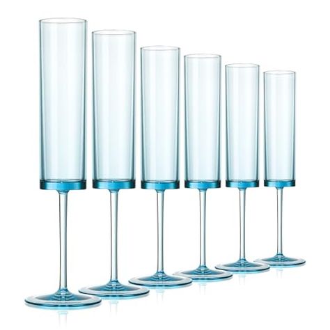 Champagne Flutes 6 OZ Acrylic Square Champagne Glasses Stemmed Coupes Reusable Wedding Toasting Glasses Rose Bride Wine Glasses For Birthday Party Wedding Anniversary Christmas (Blue, 6 Pack) Sparkling Wine Glasses, Rose Bride, Champagne Cocktails, Wedding Toasting Glasses, Plastic Champagne Flutes, Blue Champagne, Cocktail Cup, Girls Night Party, Toasting Glasses