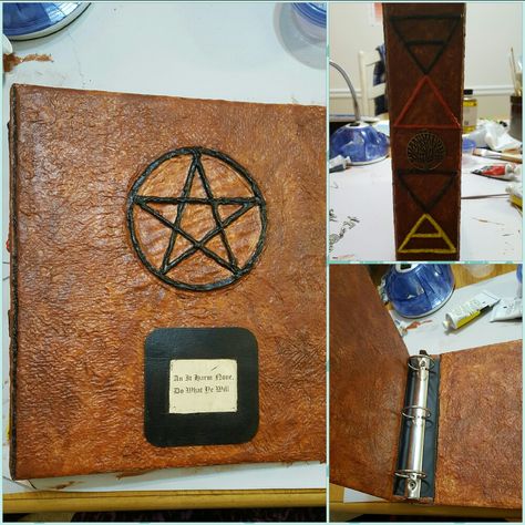 DIY Witch's Book of Shadows using 3 ring binder, modge podge, paper towels, glue gun, and paint. Diy Witch Books, Book Of Shadows Diy, Diy Book Of Shadows, Witch Meditation, Ren Faire Wedding, Digital Book Of Shadows, Wicca Protection, Witchcraft Journal, Astrology Witch