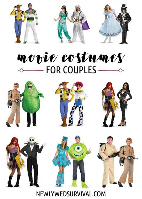 Top Movie Costumes for Couples http://newlywedsurvival.com/top-movie-costumes-for-couples/ Do you have any ideas to add? Disney Çiftleri, Movie Couples Costumes, Disney Couple Costumes, Couples Fancy Dress, Movie Duos, Couple Disney, Iconic Halloween Costumes, Funny Couple Costumes, Movie Character Costumes