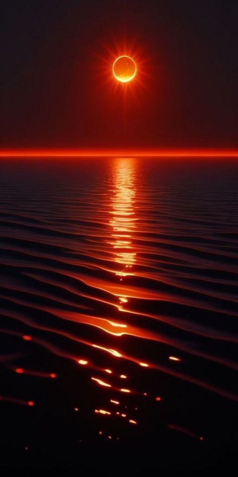 Sunset Phone Wallpaper, Horizon Painting, Moon Water, Art Sunset, Red Sunset, Pretty Landscapes, Wallpapers Images, Art Gallery Wallpaper, Ocean Wallpaper