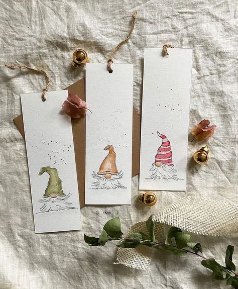 Holiday Family Gifts, Christmas Bookmarks, Snow Holiday, Christmas Painting, Watercolor Card, Christmas Card Art, Watercolor Bookmarks, Watercolor Christmas Cards, Diy Bookmarks