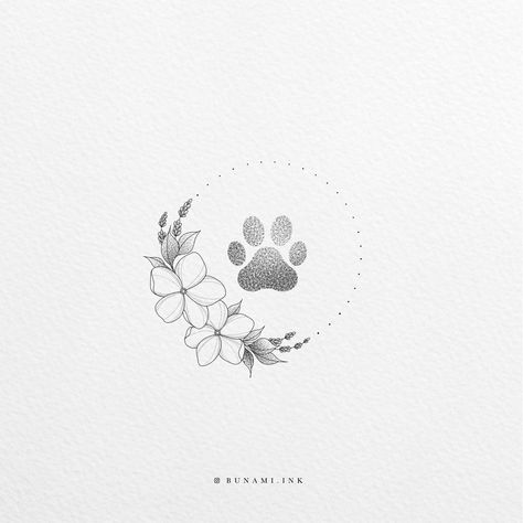 Forgetmenot lavender paw Dog And Cat Tattoo, Bunami Ink, Tattoo Pet, Cat Paw Tattoos, Tatoo Dog, Pet Memorial Tattoo, Small Dog Tattoos, Dog Memorial Tattoos, Pawprint Tattoo