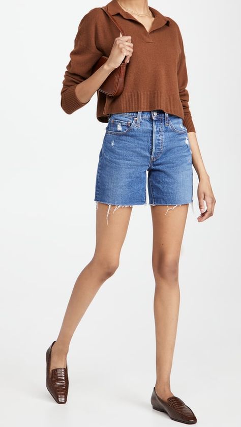 Levis 501 Mid Thigh Shorts Outfit, Levis 501 Shorts Outfits, Best Shorts, Cheeky Shorts, Mid Thigh Shorts, Mid Length Shorts, Fashion Jackson, Custom Denim, Levi's 501