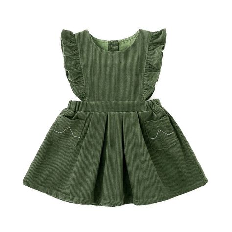 Kids Corduroy, Wine Red Dress, Spring Girl, Girls Casual Dresses, Green Corduroy, Dress For Spring, Dress Up Outfits, Fall Dress, Basic Dress