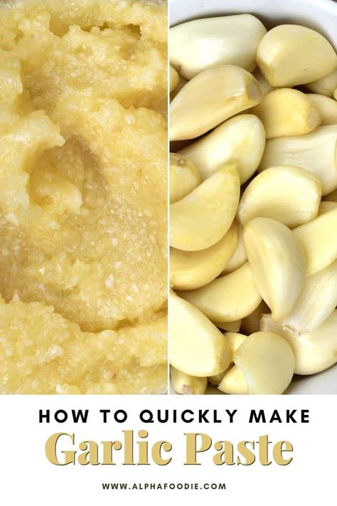 Garlic Paste Recipe Homemade, Diy Garlic Paste, Garlic Puree How To Make, How To Make Garlic Paste, Minced Garlic Recipes, Ginger Paste Recipe, Preserving Garlic, Homemade Staples, Lebanese Garlic Sauce