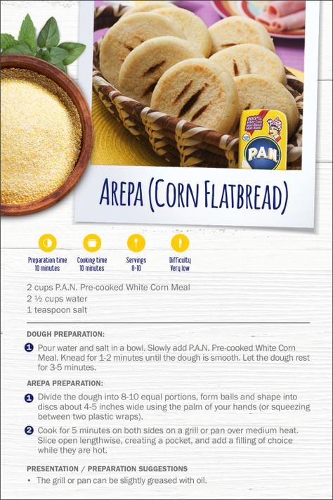 White Corn Meal, Cornmeal Recipes, Arepas Recipe, Gluten Free Biscuits, Diner Recipes, Pan Recipes, Breakfast Items, Gluten Free Bread, Gluten Free Baking