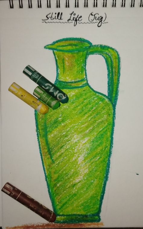 Jug Drawing, Oil Pastel Colours, Art Still Life, Still Life Drawing, Pastel Colours, Life Drawing, Drawing Art, Oil Pastel, Pastel Colors