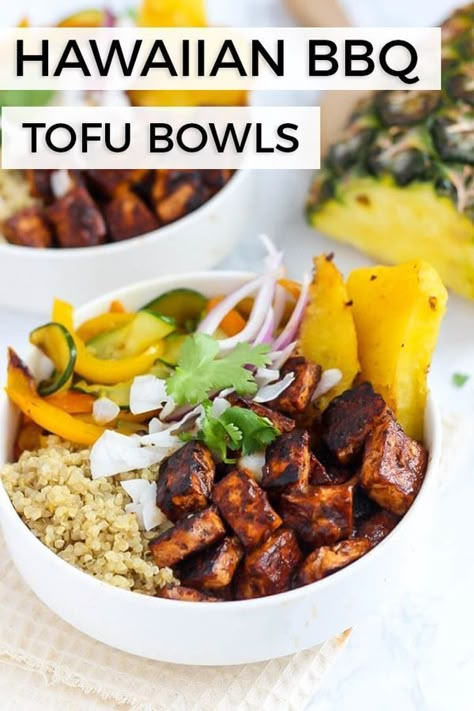 Tofu Bowls, Lunch Bowl Recipe, Bbq Tofu, Hawaiian Bbq, Meatless Monday Recipes, Lunch Bowl, Vegan Keto, Tofu Recipes, Vegan Recipes Healthy