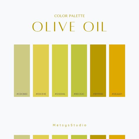 { #colorpalette #palette #colors #designers #design #ideas #inspired #oliveoil #olive #oil #yellow } Olive Yellow Color Palette, Italian Color Palette, Amazon Queen, Coffee Trailer, Color Palette Yellow, Green Palette, Oil Color, Italian Colors, Personal Color