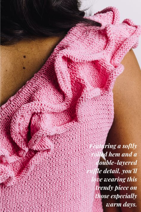 Knitted Ruffles, Top Knitting Pattern, Handmade Sweaters, Knit Top Patterns, Diy Knit, Top With Ruffles, Handmade Sweater, Diy Baking, Summer Favorites