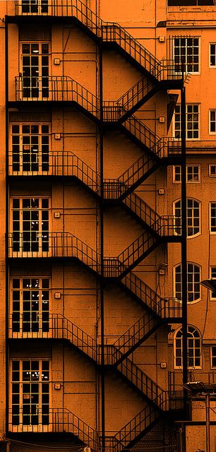 Adelphi Hotel Liverpool. Metal staircase. Explored #191 / 6-10-12 | Flickr - Photo Sharing! Foto Scale, Metal Staircase, Fire Escape, Orange Aesthetic, Shades Of Orange, Architecture Photography, Ruler, Interior Architecture, Liverpool