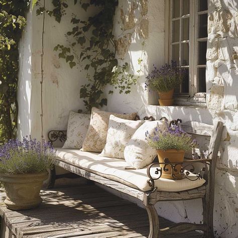 3+ Simple Porch Design Essentials for a French Country Look • 333+ Inspiring Lifestyle Ideas French Country Garden Patio, French Country Porch, French Country Patio, French Cottage Garden, French Country Art, Cottage Outdoor, Inspiring Lifestyle, Country Garden Decor, Build Inspiration