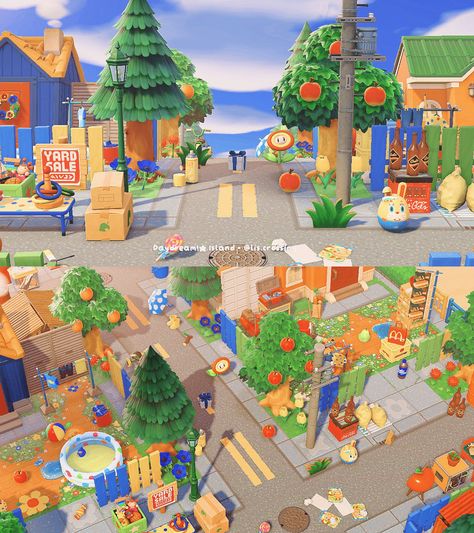 Acnh Kidcore House Exterior Ideas, Acnh Kidcore Builds, Acnh Colorful, Kidcore Island, Acnh Kidcore, Pastel Kidcore, Circus Design, Animal Crossing 3ds, Kidcore Aesthetic