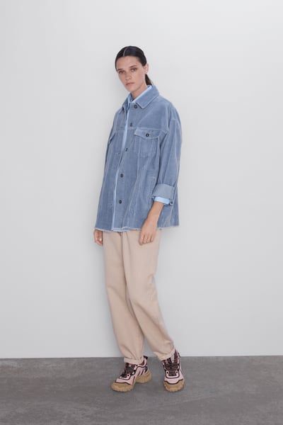 Ootd Jaket, Corduroy Overshirt, Denim Fashion Women, Roll Up Sleeves, Check Shirt, High Waisted Trousers, High Waisted Pants, Denim Fashion, Shirt Outfit