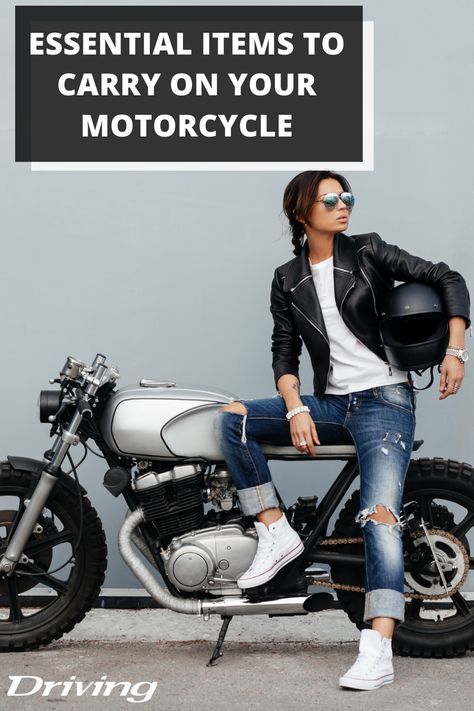 Breakdowns and mishaps can happen any time, and these are the tools and things you should carry to get you back on the road Car Shopping, Biker Babe, Motorcycle Travel, Biker Chick, Shopping Advice, Moto Style, Riding Motorcycle, Essential Items, The Tools