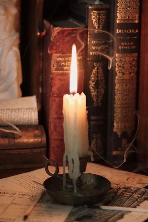 Tall Candles Aesthetic, Dark Academia Candles, Dark Ephemera, Candles Aesthetic Dark, Candlestick Aesthetic, Melted Candles, Pirate Oc, Dark Maximalism, Book Centerpiece