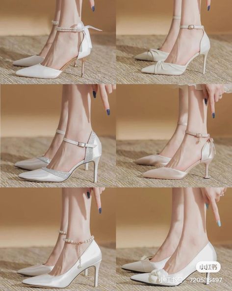 Korean Heels, Famous Dress, Cute Shoes Heels, Korean Wedding, Shoes Outfit Fashion, Bridal Heels, Shoes Outfit, Korean Fashion Dress, Heels Shoes