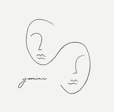 Moon Musings: How the New Moon in Gemini (June 3, 2019) Will Affect Yo – Love By Luna Gemini Art, Gemini Tattoo, Minimalist Drawing, Constellation Tattoos, Pola Sulam, Abstract Line Art, New Moon, 로고 디자인, Line Art Drawings