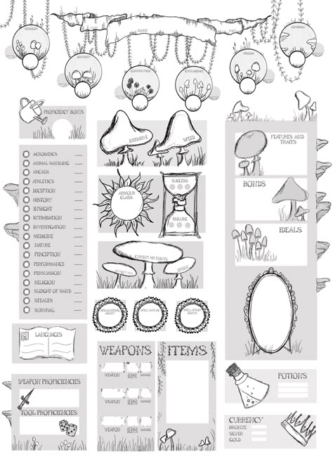 [NS] I was told to post this here! My shroomy character sheet for my one-shot Spore Druid, Button! 🍄 : NotAnotherDnDPodcast Dnd Characters Sheets 5e, Dungeoneers Pack Dnd, D D Character Sheet 5e, Blank Dnd Character Sheet, Cute Character Sheet Dnd, Pretty Dnd Character Sheets, Dnd Character Template, Dnd Character Goals, Cool Dnd Character Sheet