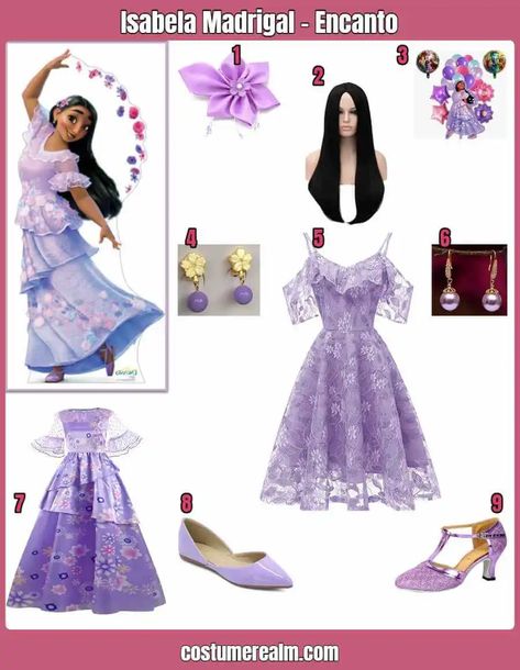 How To Dress Like Isabela Madrigal Costume Guide For Cosplay & Halloween Encanto Isabela Dress, Isabella Madrigal Costume, Isabela Encanto Costume, Isabela Madrigal Costume, Encanto Costume Diy, Isabela Madrigal Dress, Isabella Cosplay, Encanto Disneybound, Isabella Costume