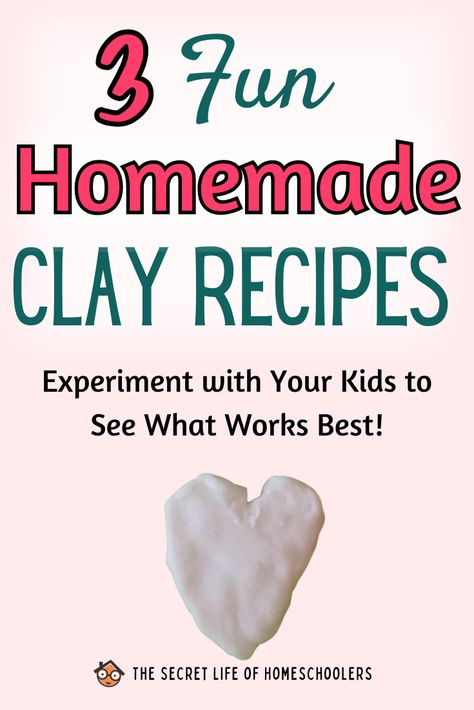 Have some fun and make some art supplies with your kids! I experimented with three homemade clay recipes. Give it a try with your kids and see what DIY clay recipe you like best. Molding Clay Recipe, Homemade Modeling Clay, Oven Bake Clay Recipe, Diy Oven Baked Clay Recipe, Diy Oven Bake Clay Recipe, Air Dry Clay Recipe No Cook, Homemade Air Dry Clay Recipes, Homemade Clay Recipe Air Dry, Home Made Clay Recipe