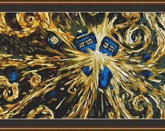 Exploding Tardis Police Box Doctor Who Cross Stitch Pattern in PDF for Instant Download Dr Who Cross Stitch, Doctor Who Cross Stitch, Tardis Painting, Exploding Tardis, Artist Van Gogh, Doctor Who Tardis, Police Box, Homescreen Wallpaper, Cross Stitch Chart