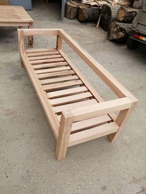 Kursi Outdoor, Sofa Design Wood, Wooden Sofa Set Designs, Wooden Sofa Designs, Wooden Sofa Set, Home Decor Crate, Diy Sofa, Wood Furniture Diy, Wooden Sofa