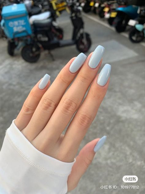 baby blue nails 2024 Blue Gel Nails, Baby Blue Nails, Milky Nails, Desain Quilling, Blue Acrylic Nails, Basic Nails, Casual Nails, Blue Nail, Nails Spring