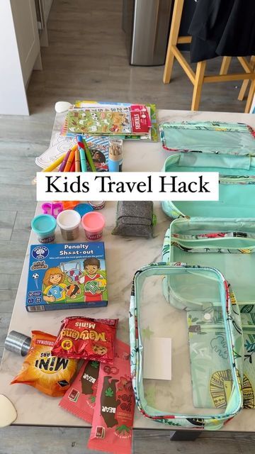 Hollie-Evelyn ✨ on Instagram: "My favourite travel hack ever ✈️ | pack the kids activity bags with me and find all the details below ⬇️ Tag a friend who’s off on their holidays soon and save so you can come back for inspo ☀️ We packed: Mini colouring and activity books, from @bakerrossltd @waterstones @usborne_books @lovewilko Stickers, lots of stickers!! Mini skinny and wipe away magic board £1.50 @waterstones Pens that all stay together on a loop (will link in highlights) Play doh & c Roadtrip Activities For Kids Busy Bags, Holiday Hacks With Kids, Travel Activity Book, Travel Entertainment For Kids, Airplane Essentials For Kids, Plane Hacks For Kids, Travel Box Ideas, Travel Must Haves For Kids, Airplane Kids Activities