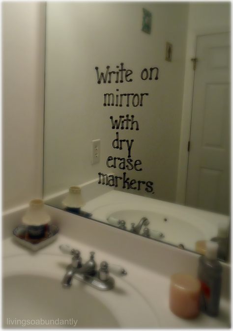 Write on your mirror with dry erase markers....Its probally one of the first things you see in the morning, so its a great space to write notes to yourself. Im pretty sure it comes off with just soap and water, or windex. Brilliant. Cute Things To Write, Summer Chalkboard Art, Write Quotes, Chalk Markers Art, Mirror Writing, Silly Sayings, Funny Notes, Homework Desk, Collaborative Mural