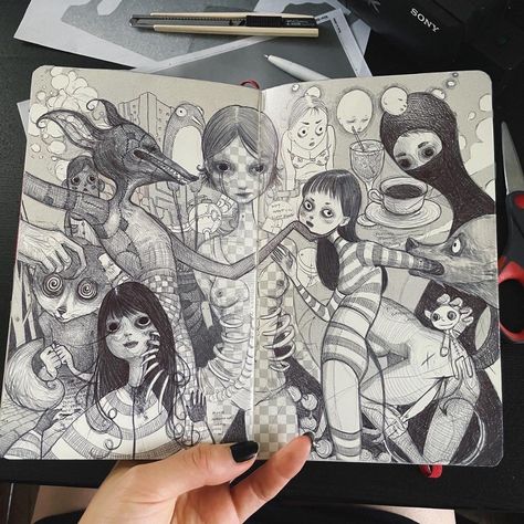 Lauren Tsai, Sketchbook Spreads, Arte Sketchbook, Arte Inspo, Sketch Inspiration, A4 Poster, Sketchbook Inspiration, Art Inspiration Painting, Cool Art Drawings