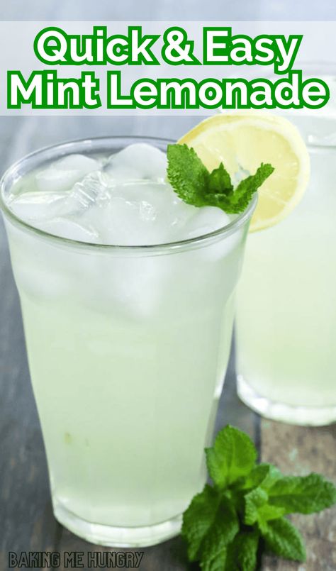 This Mint Lemonade Recipe is refreshing and simple! Made with three simple ingredients (plus ice & water) - the perfect summer drink! Strawberry Refresher Recipe, Starbucks Strawberry Refresher, Peach Green Tea Lemonade, Mint Lemonade Recipe, Easy Lemonade Recipe, Green Tea Lemonade, Mint Drink, Homemade Lemonade Recipes, Ice Cream Drinks