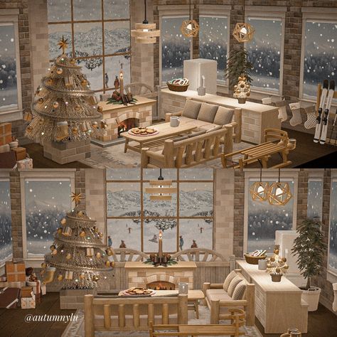 Acnh Christmas House, Acnh Happy Home Paradise Ideas, Winter House Interior, Acnh Happy Home Paradise, Acnh Winter, Acnh Interior, Acnh Christmas, Acnh Hhp, Acnh House