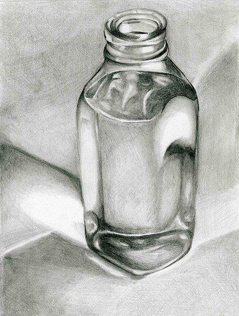 Glass Bottle by GoShadowKenny, via Flickr Glass Bottles Drawing, Glass Bottle Drawing, Still Life Sketch, Shading Drawing, Bottle Drawing, Pencil Shading, Object Drawing, Still Life Drawing, 3d Drawings