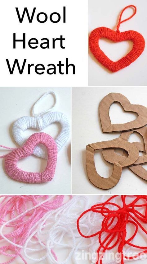 Saint Valentin Diy, Valentines Bricolage, Valentine Crafts For Kids, Seni Dan Kraf, Diy Valentine, Kraf Diy, Heart Wreath, Heart Crafts, Wool Crafts