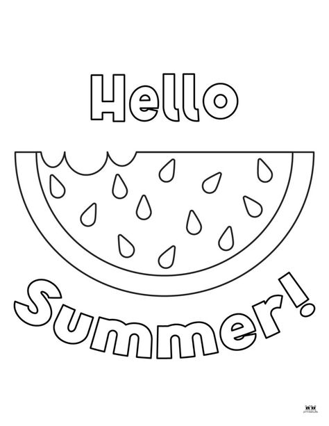 Watermelon Coloring Page Free Printable, A Is For Coloring Sheet, Free Cute Coloring Pages Printables, Summer Time Coloring Pages, Summer Color Sheets Free Printable, Free Summer Coloring Sheets, Hello Summer Coloring Pages, Preschool Summer Coloring Pages, Summer Coloring Pages Free Printable Preschool