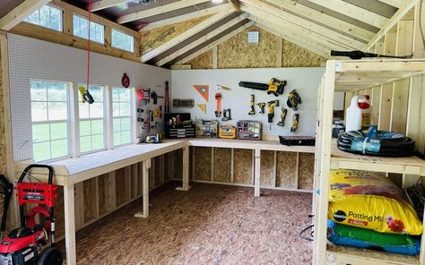 Small Shed Man Cave Ideas, 10x20 Shed Interior, Man Cave Outdoor Shed, He Shed Man Cave, Man Cave Shed Ideas Backyards, Man Cave Sheds, Backyard Shed Man Cave, Man Cave Shed Ideas, Shed Interior Design Ideas