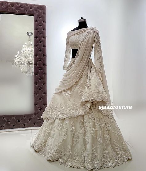 Stylish Bridal Dresses, Embellished Outfit, Ejaaz Couture, Marriage Outfit, India Wedding Dress, Wedding Dresses White, Indian Wedding Gowns, Reception Outfit, Trendy Outfits Indian