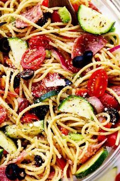 Italian Spaghetti Salad, Spaghetti Squash Salad, Spaghetti Pasta Salad, Salad Italian, Italian Spaghetti, Spaghetti Salad, Zesty Italian Dressing, Summer Potluck, Tried And True Recipes